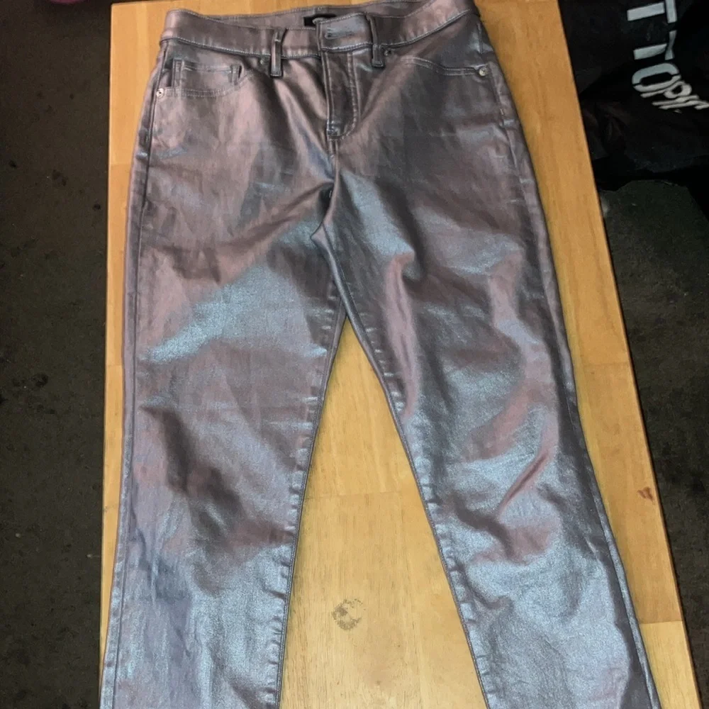 Express Fox leather pants silver grey size 4R - Picture 2 of 3